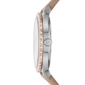 Ρολόι Γυναικείο MICHAEL KORS Layton με Κρύσταλλα & Καφέ Δερμάτινο Λουράκι | MK2910 SKU-51557