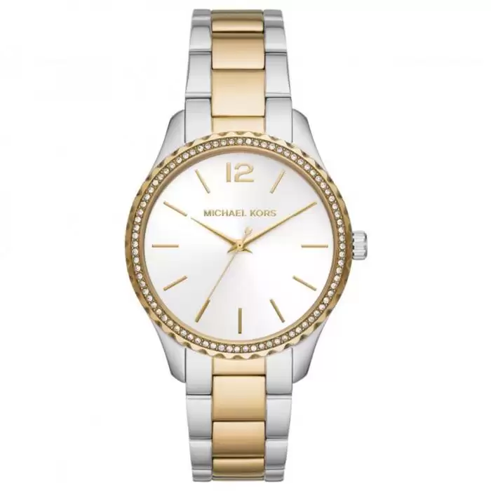 Ρολόι Γυναικείο MICHAEL KORS Layton με Κρύσταλλα & Δίχρωμο Μπρασελέ από Ανοξείδωτο Ατσάλι | MK6899 SKU-51556