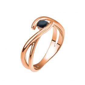 Μονόπετρο Δαχτυλίδι Ροζ Χρυσός Κ18 με Μαύρο Διαμάντι SKU-51841