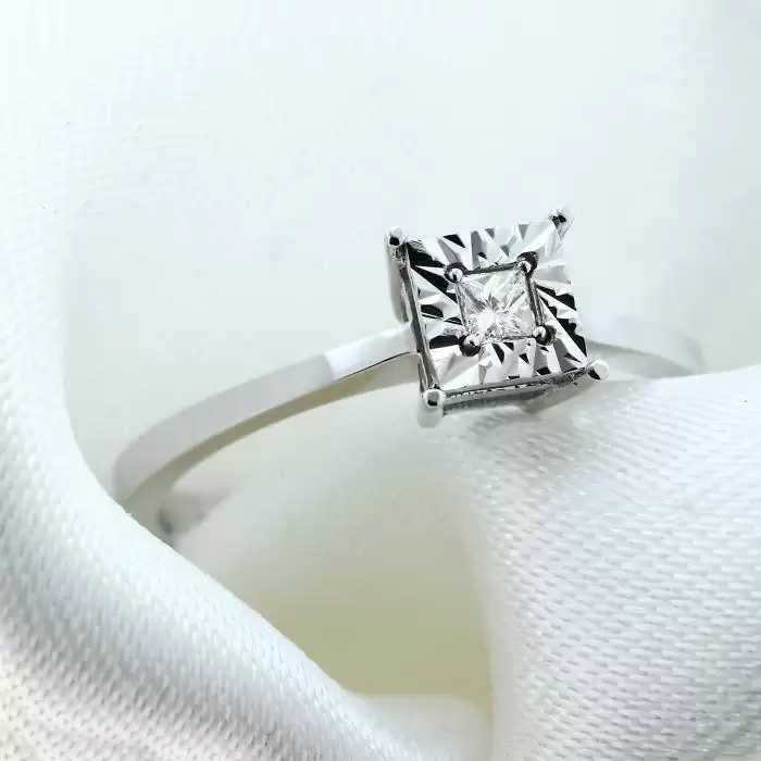 SKU-51159 / Μονόπετρο Δαχτυλίδι Λευκόχρυσος Κ18 με Διαμάντι
