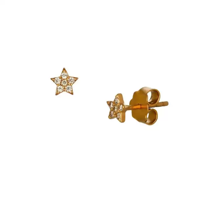 SKU-51768 / Σκουλαρίκια Αστέρι Ροζ Χρυσός Κ14 με Ζιργκόν