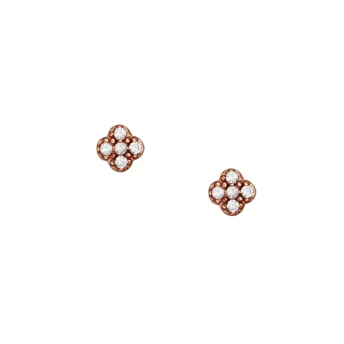 SKU-51759 / Σκουλαρίκια Καρφωτά Ροζ Χρυσός Κ14 με Ζιργκόν