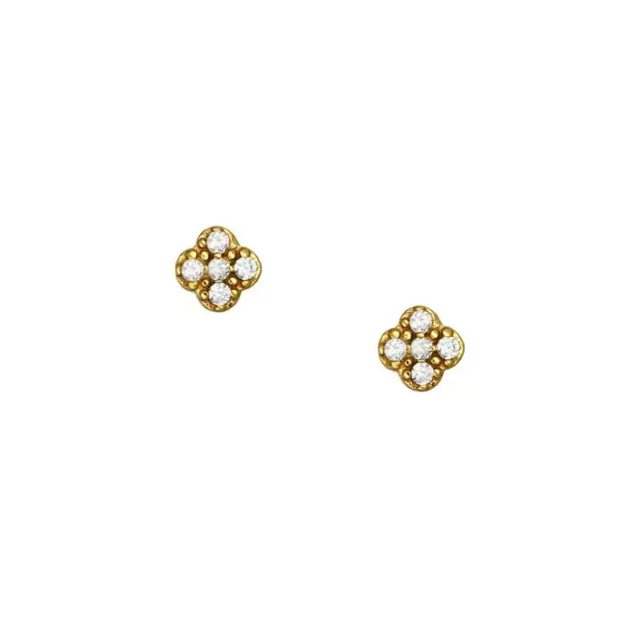 SKU-51760 / Σκουλαρίκια Καρφωτά Χρυσός Κ14 με Ζιργκόν