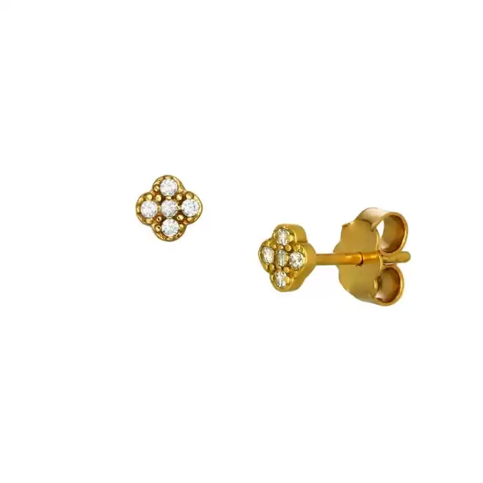 SKU-51760 / Σκουλαρίκια Καρφωτά Χρυσός Κ14 με Ζιργκόν