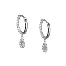 Σκουλαρίκια Κρίκοι Λευκόχρυσος Κ9 με Ζιργκόν SKU-51642