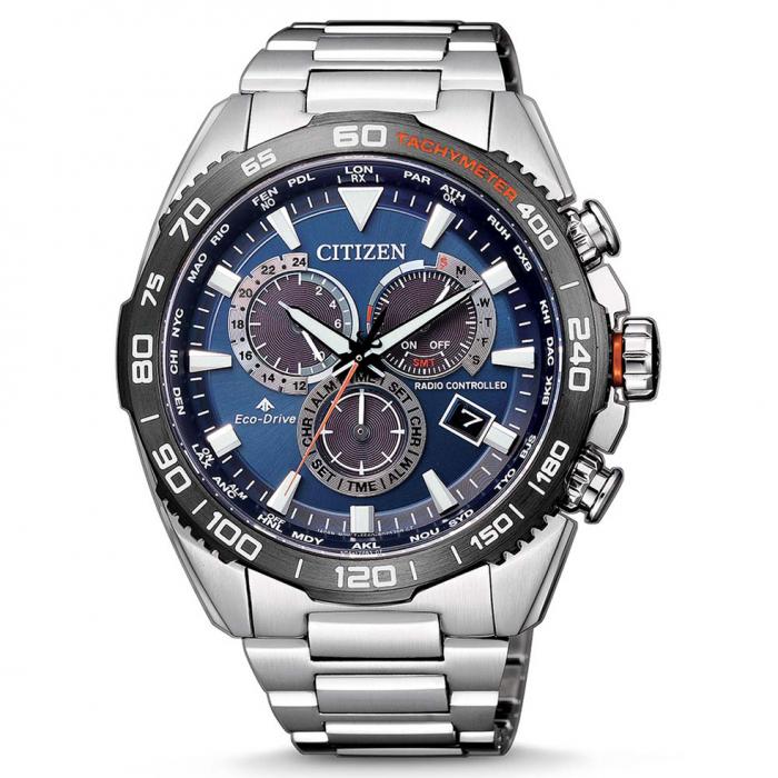 SKU-52429 / CITIZEN Promaster Land Eco-drive Chronograph Silver Radio Controlled Stainless Steel Bracelet