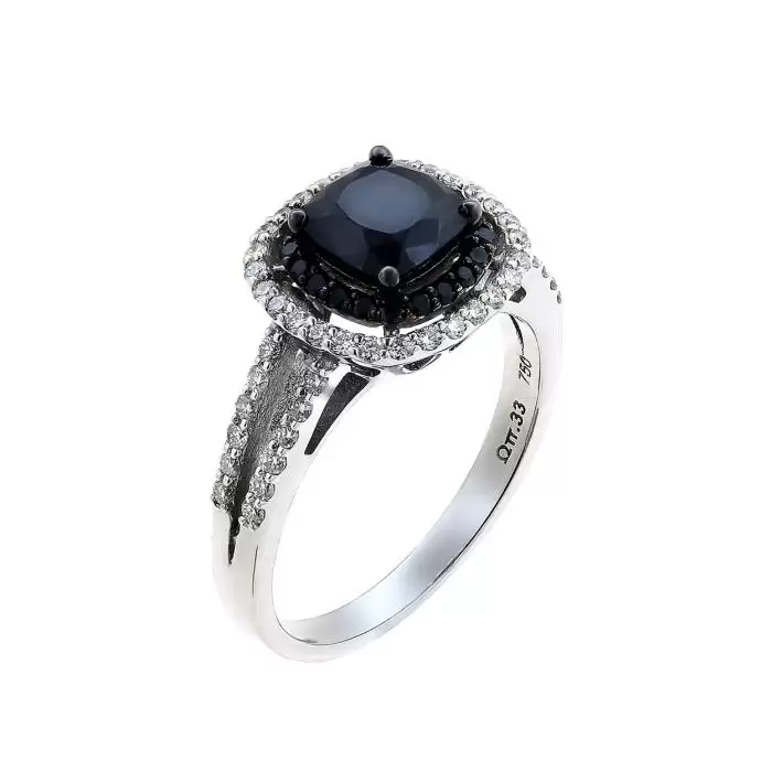 SKU-52263 / Δαχτυλίδι Λευκόχρυσος Κ18 με Μαύρο Διαμάντι