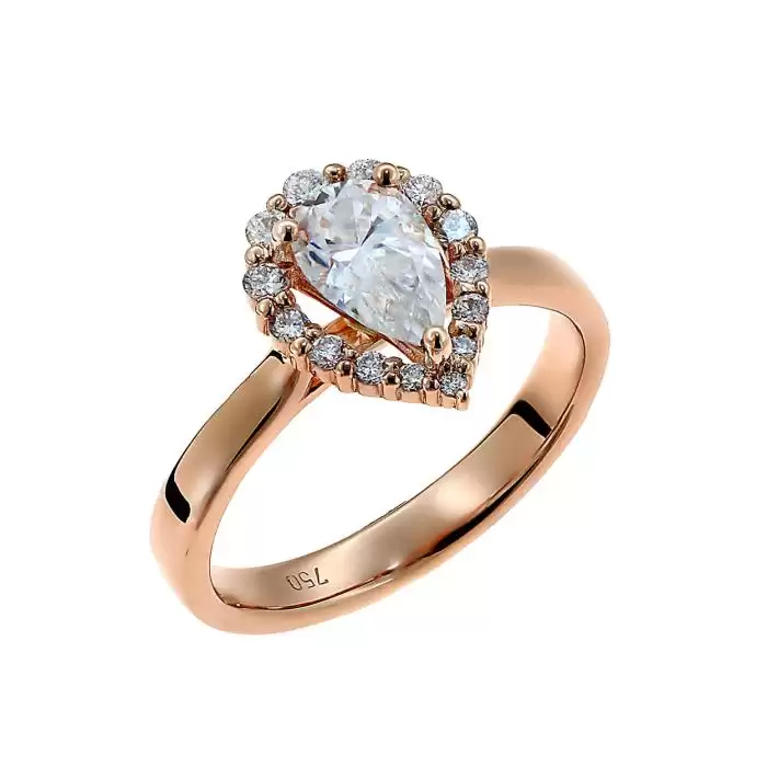 SKU-52546 / Δαχτυλίδι Ροζέτα Ροζ Χρυσός Κ18 με Μοϊσανίτη & Διαμάντια

