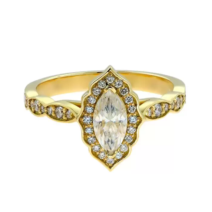Δαχτυλίδι Ροζέτα Χρυσός Κ18 με Μοϊσανίτη & Διαμάντια