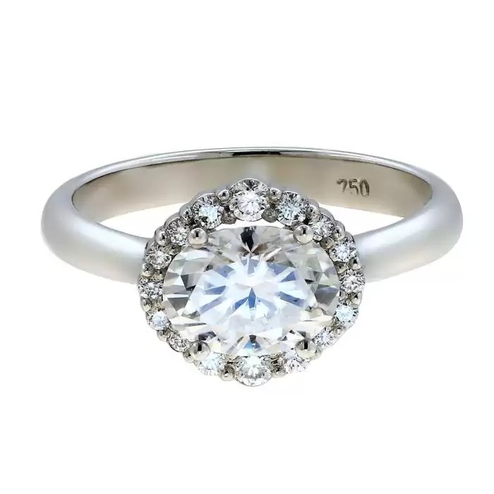 Δαχτυλίδι Ροζέτα Λεκόχρυσος Κ18 με Μοϊσανίτη & Διαμάντια