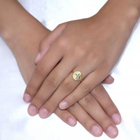 Δαχτυλίδι Κωνσταντινάτο Χρυσός Κ14 με Γαλάζια & Λευκά Ζιργκόν SKU-52369