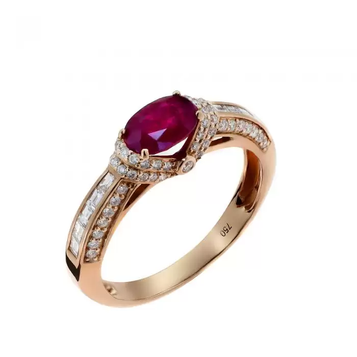 SKU-52551 / Δαχτυλίδι Ροζ Χρυσός Κ18 με Ρουμπίνι & Διαμάντια