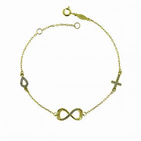 Βραχιόλι Ιnfinity Ασήμι 925° με Ζιργκόν & Κίτρινο Επιχρύσωμα SKU-52054