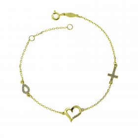 Βραχιόλι Καρδιά Ασήμι 925° με Ζιργκόν SKU-52061