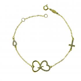 Βραχιόλι Καρδιές Ασήμι 925° με Λευκά Ζιργκόν SKU-52074