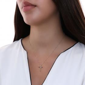 Σταυρός Χειροποίητος Λευκόχρυσος Κ14 με Διαμάντι SKU-52080