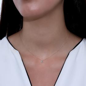 Κολιέ Ροζέτα Ροζ Χρυσός Κ18 με Μπλε & Λευκά Διαμάντια SKU-52268