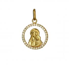 Φυλαχτό Παναγία Χρυσός Κ14 με Λευκά Ζιργκόν SKU-52921