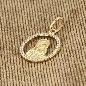 Φυλαχτό Παναγία Χρυσός Κ9 με Λευκά Ζιργκόν SKU-52926