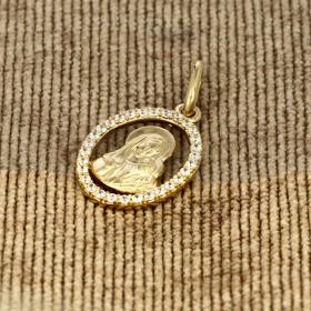 Φυλαχτό Παναγία Χρυσός Κ9 με Λευκά Ζιργκόν SKU-52928