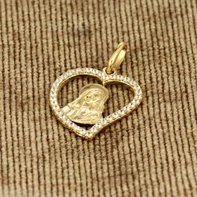 Φυλαχτό Καρδιά με Παναγία Χρυσός Κ9 με Ζιργκόν SKU-52931