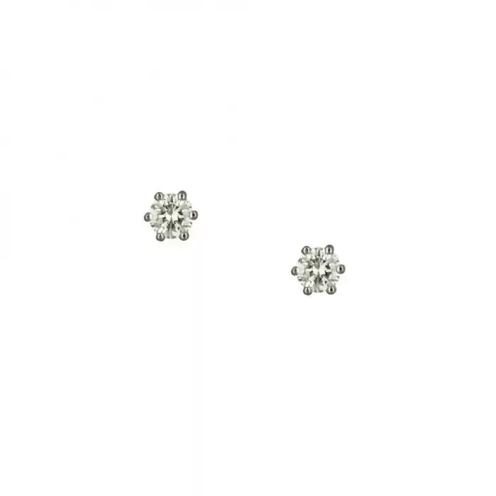 SKU-52310 / Σκουλαρίκια Μονόπετρο Λευκόχρυσος Κ18 με Διαμάντια
