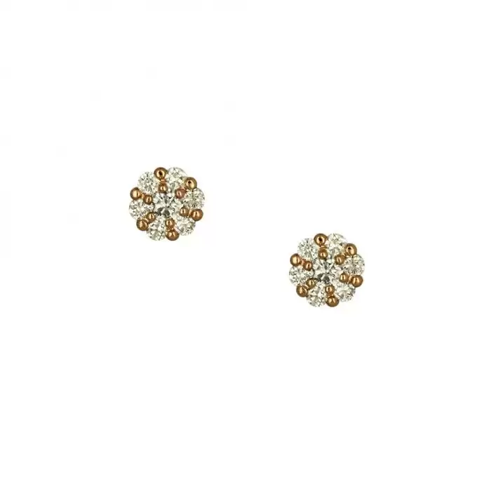 SKU-52564 / Σκουλαρίκια Ροζέτα Ροζ Χρυσός Κ18 με Διαμάντια