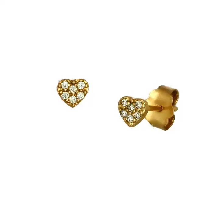 SKU-52578 / Σκουλαρίκια Καρδιά Χρυσός Κ14 με Ζιργκόν