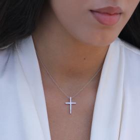 Σταυρός με Διαμάντια Λευκόχρυσος Κ14 SKU-52519