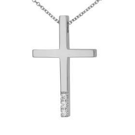 Σταυρός με Διαμάντια Λευκόχρυσος Κ14 SKU-52519