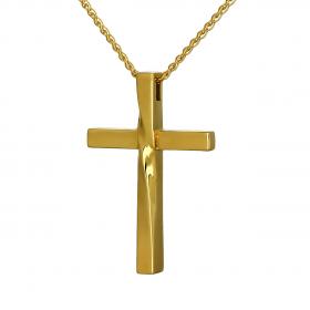 Μοντέρνος Λουστρέ Σταυρός Ανδρικός Χειροποίητος Χρυσός Κ14 SKU-52360