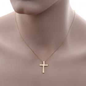 Σταυρός Χειροποίητος Χρυσός Κ14 με Λουστρέ Φινίρισμα SKU-52362