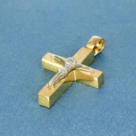 Σταυρός Ανδρικός Χρυσός & Λευκόχρυσος Κ14 με Τον Εσταυρωμένο SKU-52495