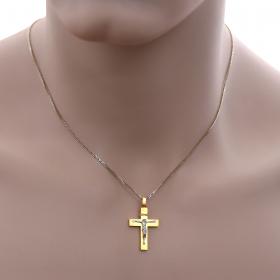 Ανδρικός Σταυρός Χρυσός & Λευκόχρυσος Κ14 με Τον Εσταυρωμένο SKU-52539