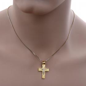 Σταυρός Βάπτισης Χρυσός & Λευκόχρυσος Κ14 με Τον Εσταυρωμένο SKU-52542