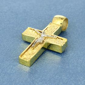 Σταυρός Βάπτισης Χρυσός & Λευκόχρυσος Κ14 με Τον Εσταυρωμένο SKU-52542