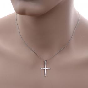 Σταυρός Λευκόχρυσος Κ14 με Λουστρέ & Σαγρέ Φινίρισμα SKU-52589