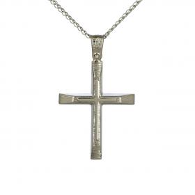 Σταυρός Λευκόχρυσος Κ14 με Λουστρέ & Σαγρέ Φινίρισμα SKU-52589