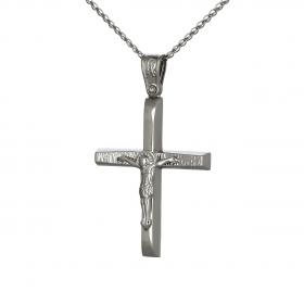Σταυρός Ανδρικός Λευκόχρυσος Κ14 με Τον Εσταυρωμένο SKU-52590
