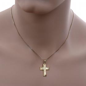 Σταυρός Χρυσός Κ14 με Λουστρέ & Σαγρέ Φινίρισμα SKU-52593