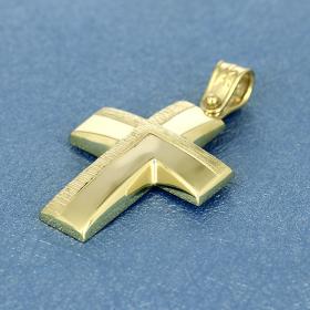 Σταυρός Χρυσός Κ14 με Λουστρέ & Σαγρέ Φινίρισμα SKU-52593