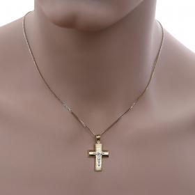 Σταυρός Χρυσός & Λευκόχρυσος Κ14 με Τον Εσταυρωμένο SKU-52594