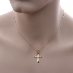 Σταυρός Ανδρικός Χρυσός & Λευκόχρυσος Κ14 με Τον Εσταυρωμένο SKU-52597