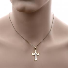 Ανδρικός Σταυρός Χρυσός & Λευκόχρυσος Κ14 με Τον Εσταυρωμένο SKU-52659