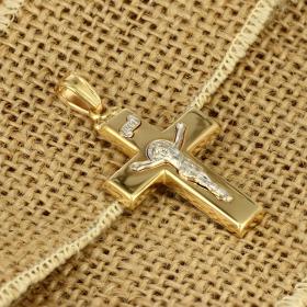 Ανδρικός Σταυρός Χρυσός & Λευκόχρυσος Κ14 με Τον Εσταυρωμένο SKU-52659