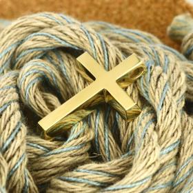 Ανδρικός Σταυρός Χρυσός Κ14 με Λουστρέ Φινίρισμα SKU-52660