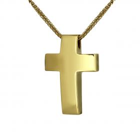 Σταυρός Βάπτισης Χρυσός Κ14 με Λουστρέ Φινίρισμα SKU-52661