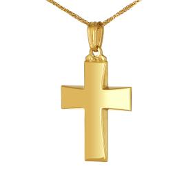 Σταυρός Κλασικός Ανδρικός Χρυσός Κ14 με Λουστρέ Φινίρισμα SKU-52664