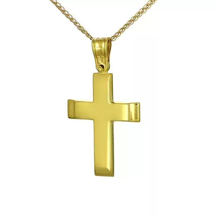 Σταυρός Ανδρικός Χρυσός Κ9 με Λουστρέ Φινίρισμα SKU-52806