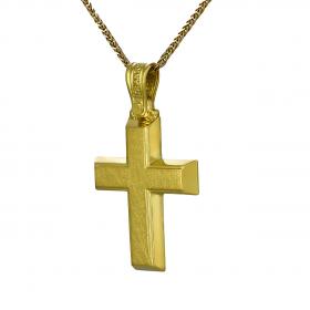 Σταυρός Τριάντος Χρυσός Κ14 με Λουστρέ & Σαγρέ Φινίρισμα SKU-52954